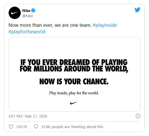 Nike Covid19 Tweet
